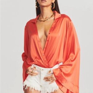 Retrofete Avalon bodysuit in Hot coral